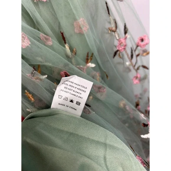 Baltic Born Duchess Tulle Lined Dress Sage Garden Sz Medium? Floral Embroidered - Picture 5 of 6